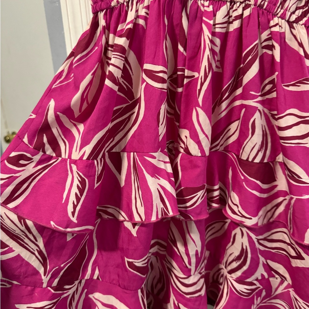 Pink Bubble Tiered Midi Skirt for Cocktail